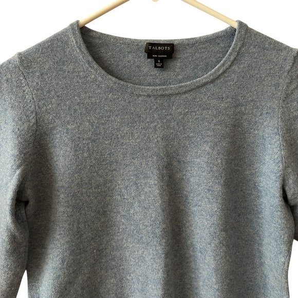 TALBOTS SWEATER SZ S CASHMERE LUXURY CREWNECK BUTTON CUFF OFFICE MINIMALIST SOFT - Picture 3 of 10